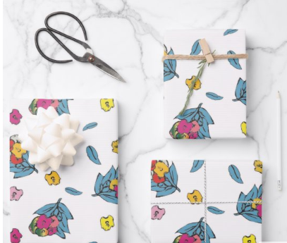 Wrapped Gifts with Floral Paper