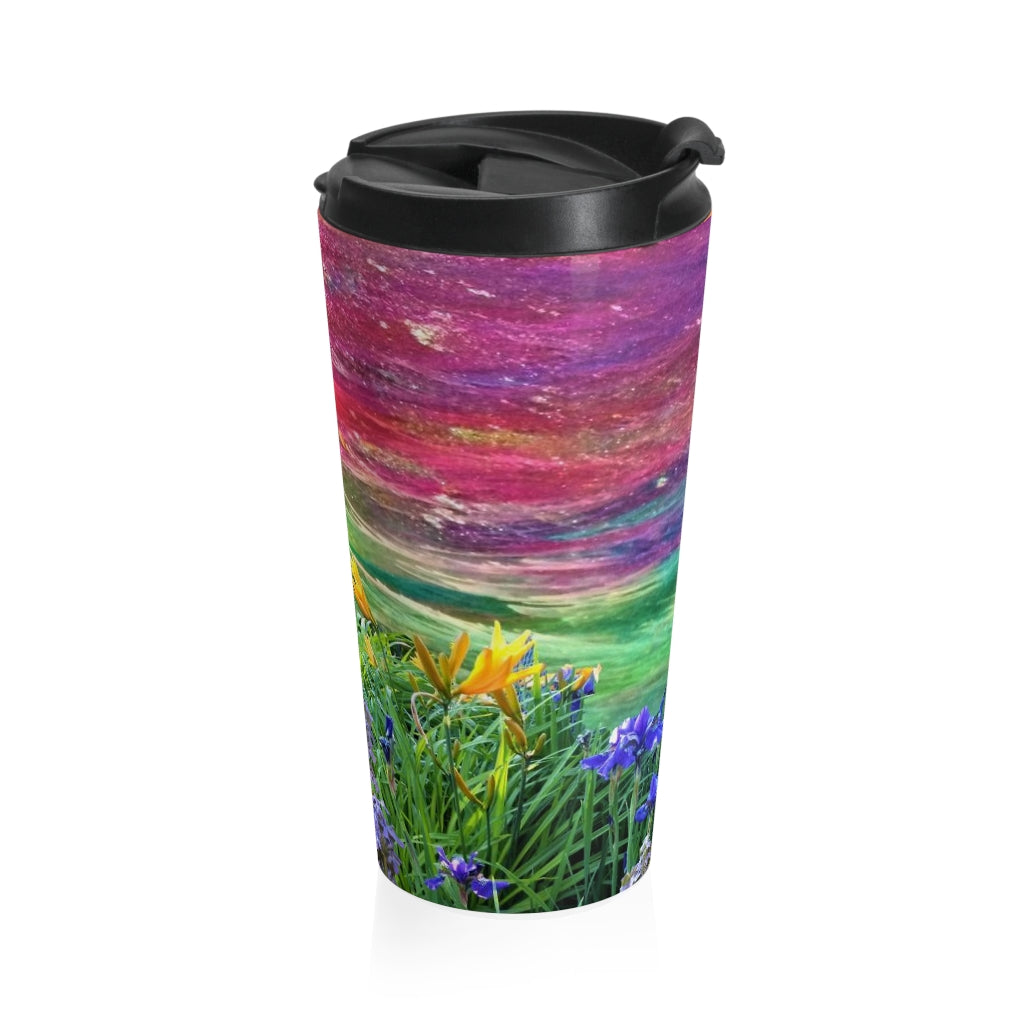 Yellow Tiger Lily Stainless Steel Travel Mug