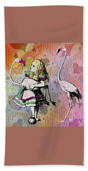 Alice In Wonderland - Flamingos - Beach Towel