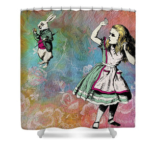 Alice In Wonderland - White Rabbit - Shower Curtain