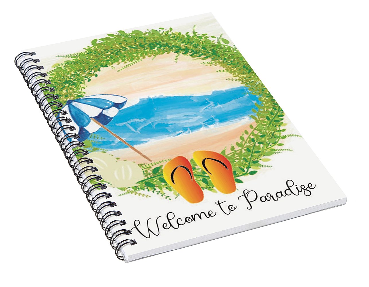 Beach Wreath - Welcome to Paradise - Spiral Notebook