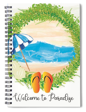 Beach Wreath - Welcome to Paradise - Spiral Notebook