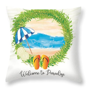 Beach Wreath - Welcome to Paradise - Throw Pillow