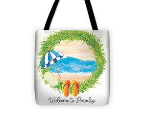 Beach Wreath - Welcome to Paradise - Tote Bag