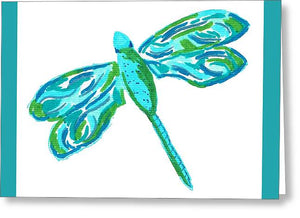 Blue and Green Dragonfly - Greeting Card