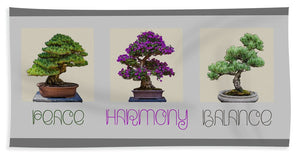 Bonsai - Peace Harmony Balance - Triptych - Beach Towel