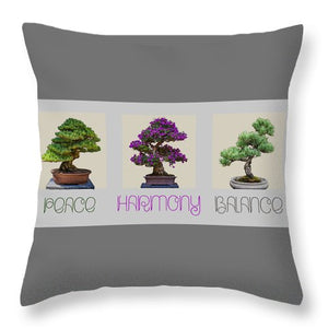 Bonsai - Peace Harmony Balance - Triptych - Throw Pillow