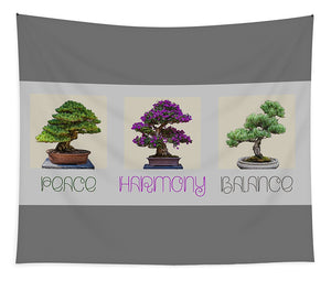 Bonsai - Peace Harmony Balance - Triptych - Tapestry