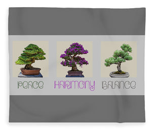 Bonsai - Peace Harmony Balance - Triptych - Blanket
