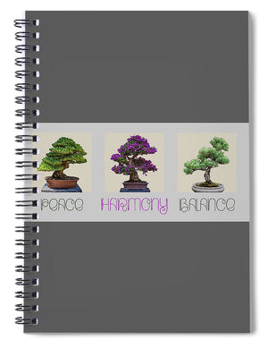 Bonsai - Peace Harmony Balance - Triptych - Spiral Notebook