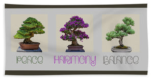 Bonsai - Peace Harmony Balance - Triptych - Bath Towel