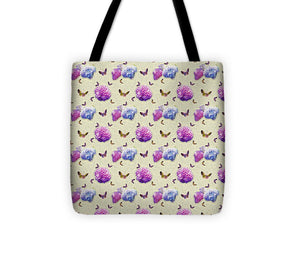 Butterflies and Hydrangea Pattern - Tote Bag