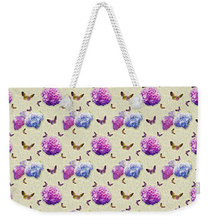 Butterflies and Hydrangea Pattern - Weekender Tote Bag