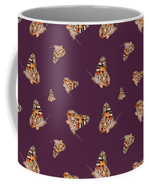 Butterfly Wings Pattern - Wine/Burgundy - Mug