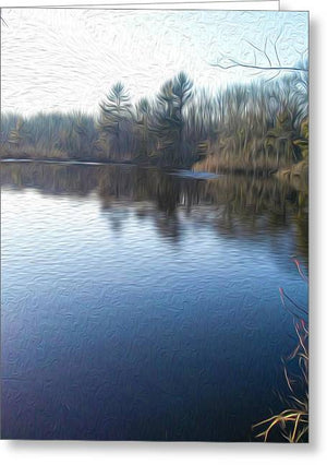 Chartley Brook Pond, Attleboro, MA - Greeting Card