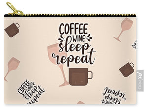 Coffee Wine Sleep Repeat Pattern - Carry-All Pouch