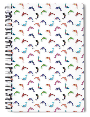 Colorful Dolphins Pattern - Spiral Notebook