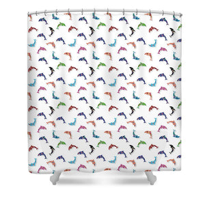 Colorful Dolphins Pattern - Shower Curtain