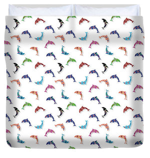 Colorful Dolphins Pattern - Duvet Cover
