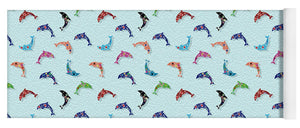 Colorful Dolphins Pattern on Teal - Yoga Mat