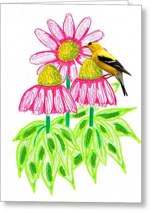 Coneflowers and Goldfinch - Greeting Card