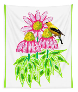 Coneflowers and Goldfinch - Tapestry
