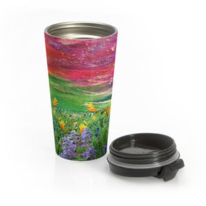 Yellow Tiger Lily Stainless Steel Travel Mug