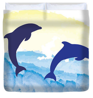 Dolphins 2 of 2 - Duvet Cover
