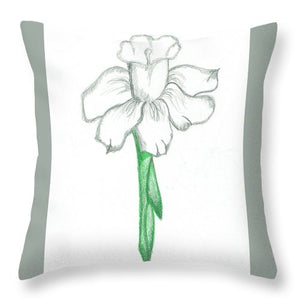 Flower Pencil Sketch - Selective Color - Throw Pillow