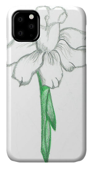 Flower Pencil Sketch - Selective Color - Phone Case