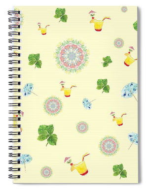 Fruity Cocktails Pattern - Spiral Notebook