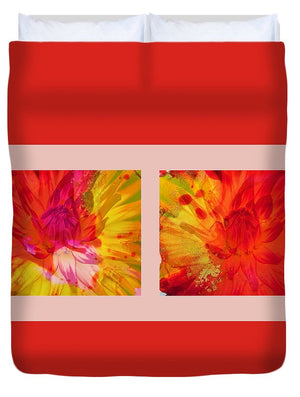 Ketchup and Mustard Floral Diptych - Duvet Cover