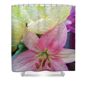 Lily and Tulips - Stylized - Shower Curtain