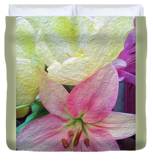 Lily and Tulips - Stylized - Duvet Cover