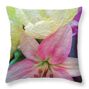 Lily and Tulips - Stylized - Throw Pillow