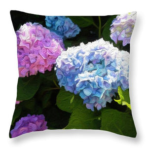 Martha's Vineyard Hydrangeas - Stylized - Throw Pillow