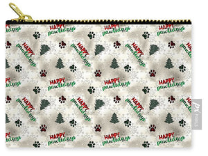 Paw Prints and Christmas Trees Pattern - Carry-All Pouch