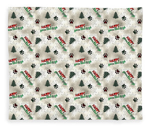 Paw Prints and Christmas Trees Pattern - Blanket