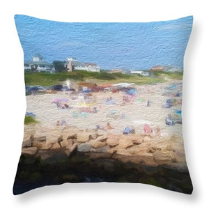 People On A Beach, Narragansett, RI - Stylized - Throw Pillow