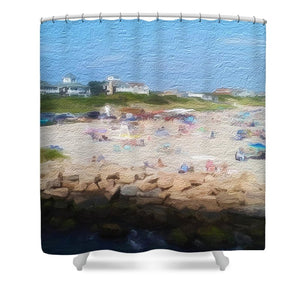 People On A Beach, Narragansett, RI - Stylized - Shower Curtain
