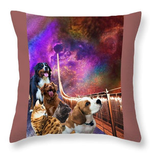 Rainbow Bridge - Cats and Dogs - Throw Pillow