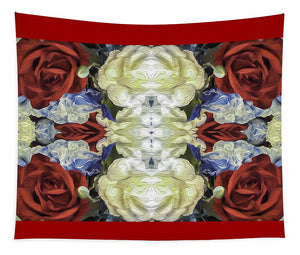 Red White and Blue Floral Pattern - Tapestry