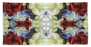 Red White and Blue Floral Pattern - Bath Towel