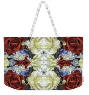 Red White and Blue Floral Pattern - Weekender Tote Bag