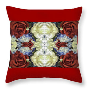 Red White and Blue Floral Pattern - Throw Pillow
