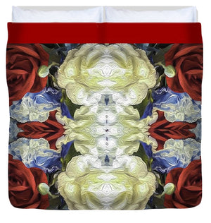 Red White and Blue Floral Pattern - Duvet Cover