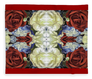 Red White and Blue Floral Pattern - Blanket