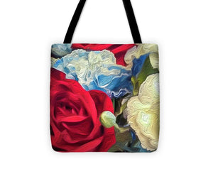 Red White and Blue Floral - Tote Bag