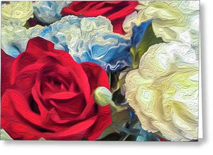 Red White and Blue Floral - Greeting Card