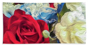 Red White and Blue Floral - Bath Towel